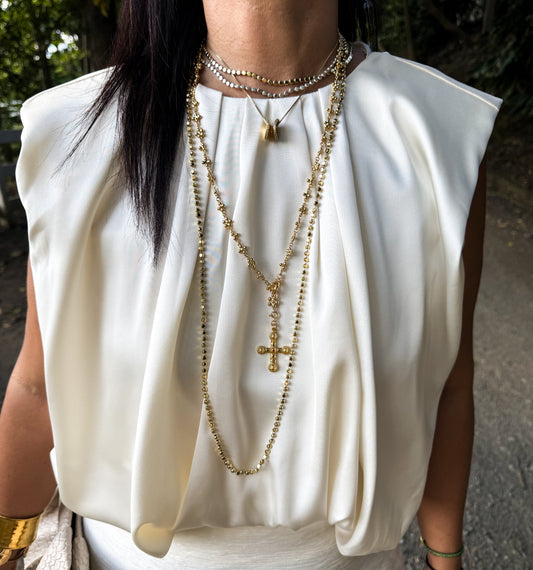 Cream Draped Front top