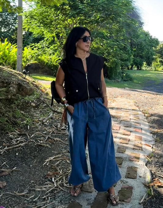 Blue Denim Aladdin Pants
