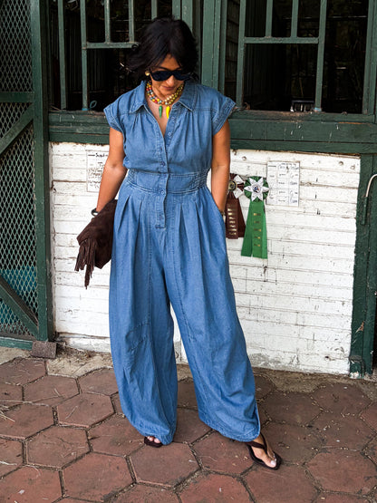 Washed Denim Jumpsuit