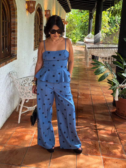 Denim/look Polka Dots set