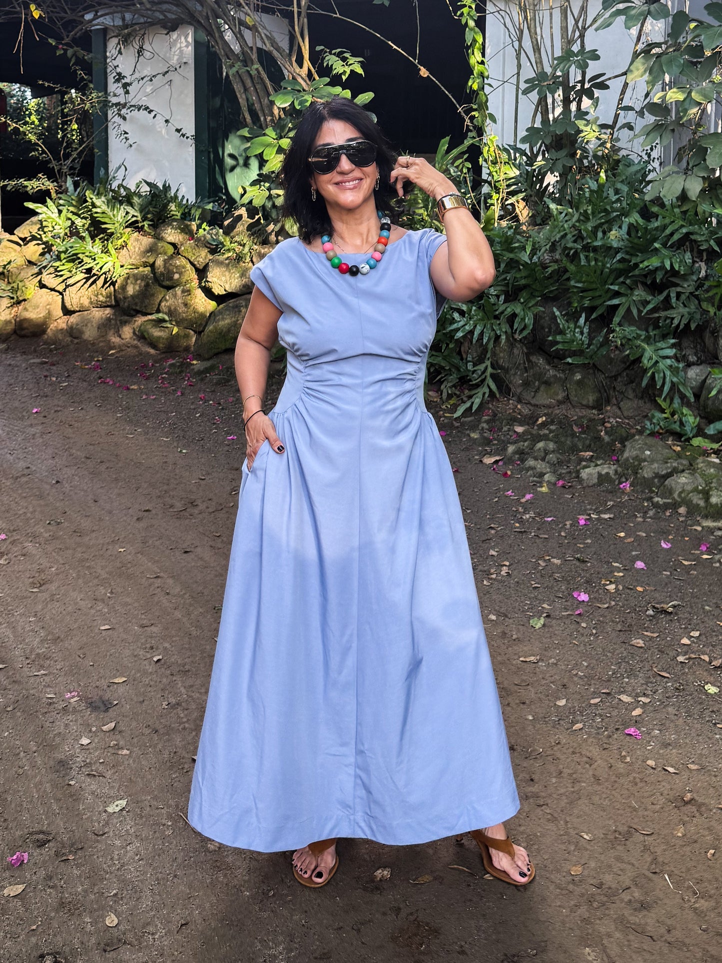 Rushed Waist Midi Dress