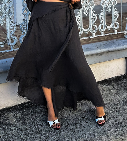 Chocolate Linen Skirt