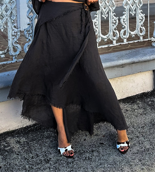 Chocolate Linen Skirt