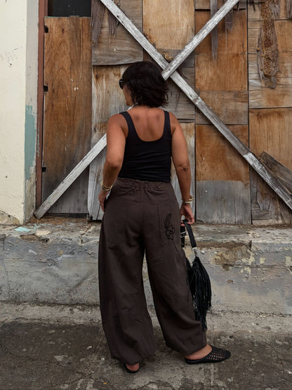 PRE-ORDER / Stone Embroidered Barrel Pants