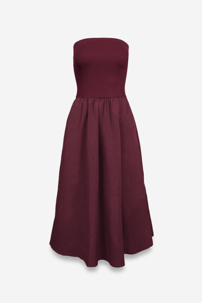 Burgundy Tube Top Maxi Dress