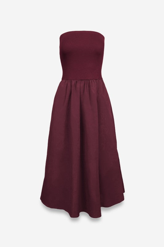 Burgundy Tube Top Maxi Dress