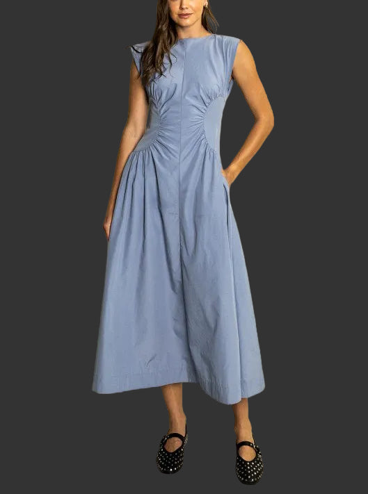 Rushed Waist Midi Dress