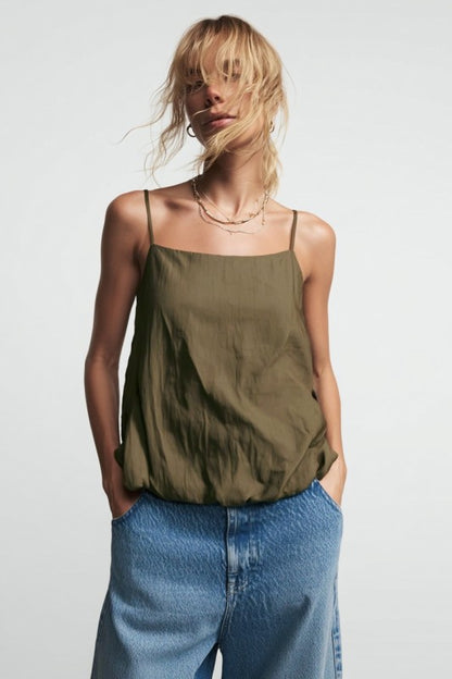 Olive Cami Bubble Top