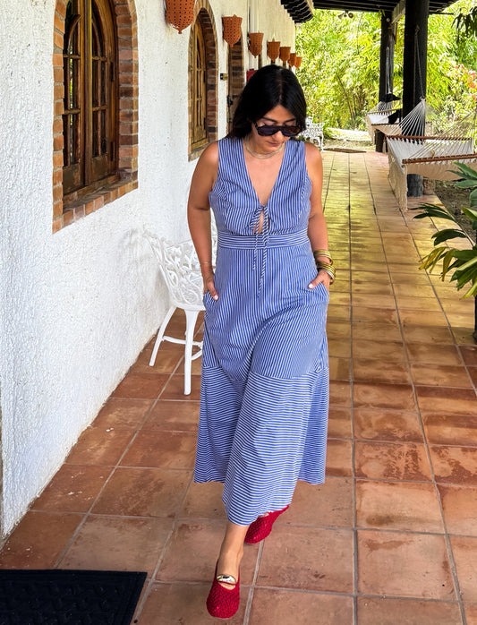 V Neck Midi Dress