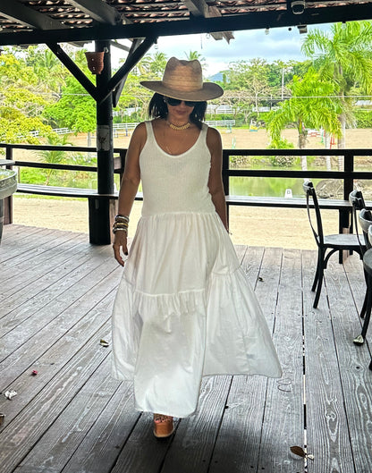 Contrast White Maxi Dress