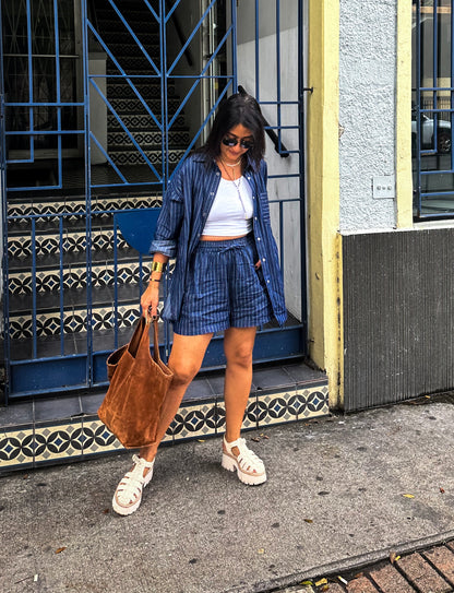 Striped Shirt and Shorts Set