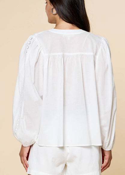 Eyelet Balloon Sleeve Blouse