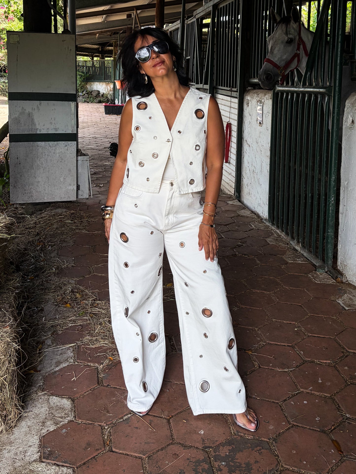 Eyelet Denim Set