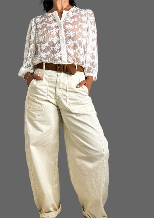 Cream Barrel Pants 🇮🇹