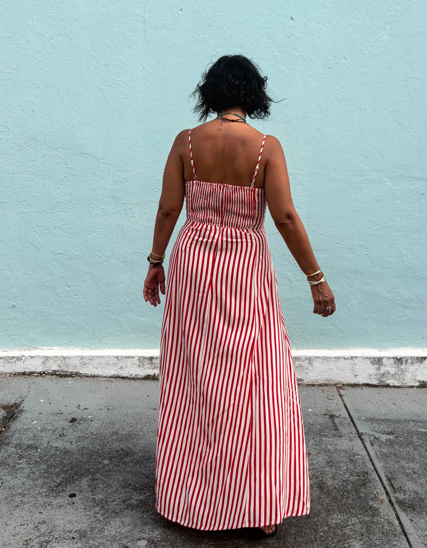 Striped Flared Maxi Dress