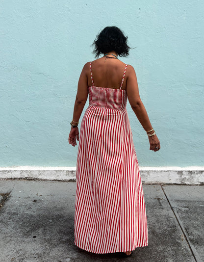 Striped Flared Maxi Dress
