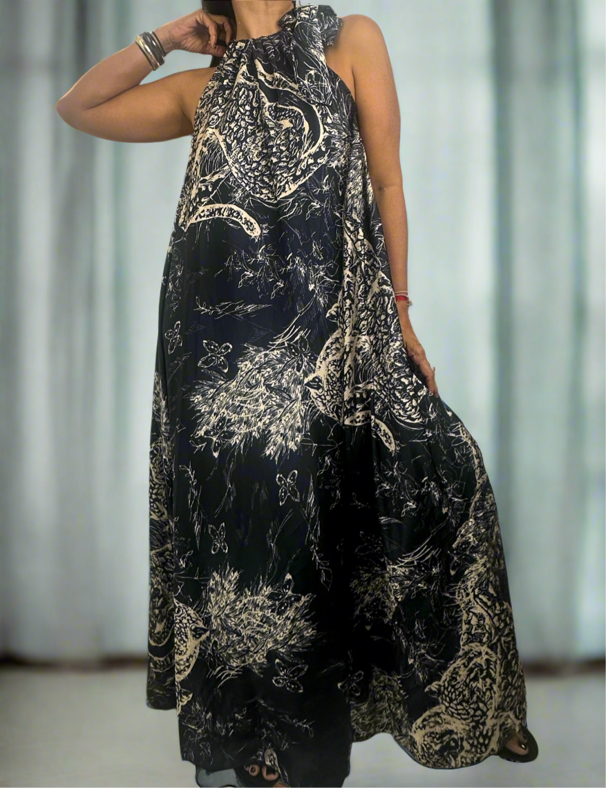 Navy Print Maxi Dress