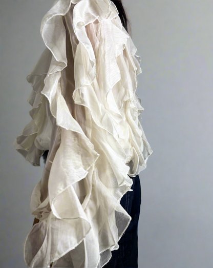Layered Ruffle Sheer Blouse