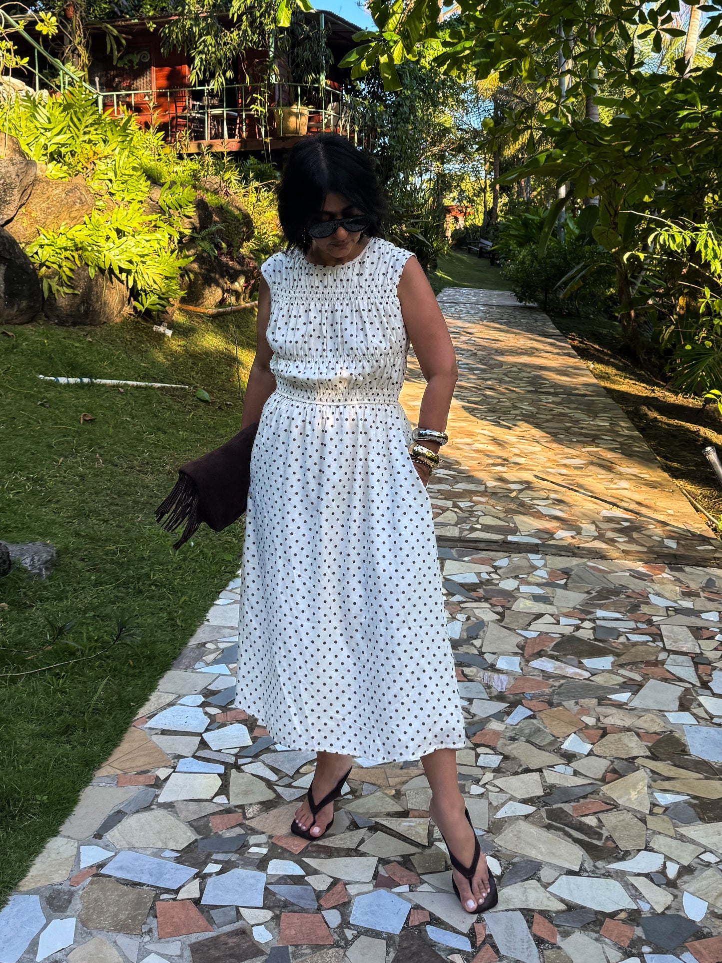 Smocked Bodice Midi Dress