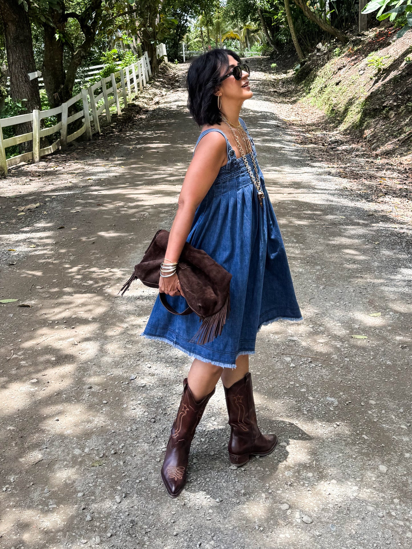 Buckle Strap Denim Short Dress
