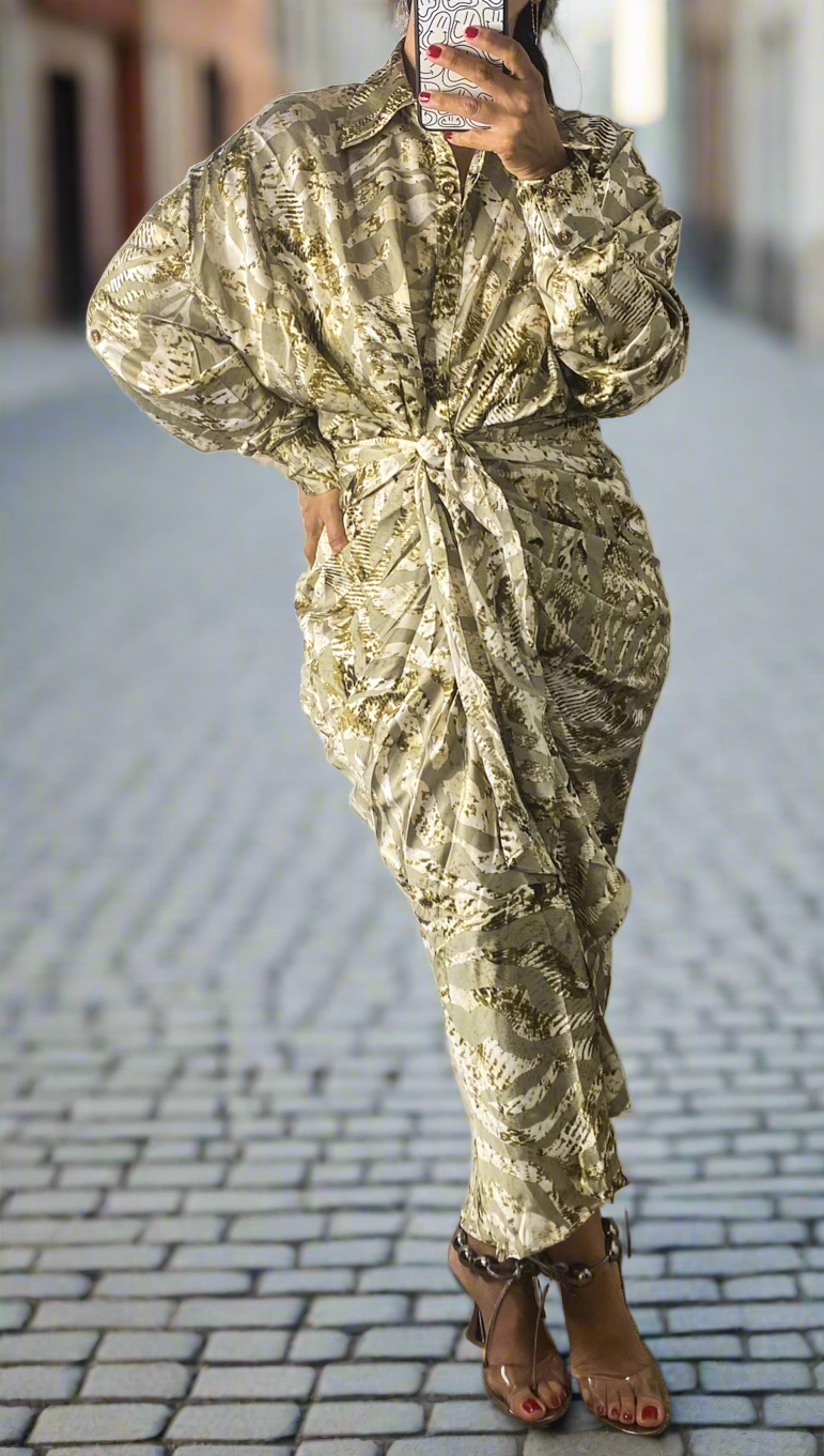 Danty Snake Print Midi Dress Small