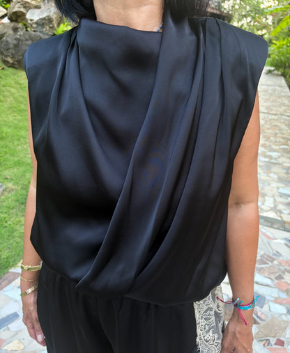 Draped Shoulder Pad Top