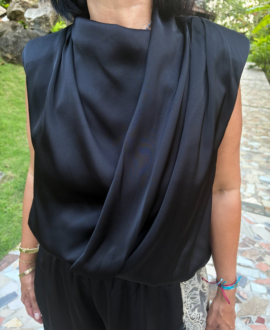 Draped Shoulder Pad Top