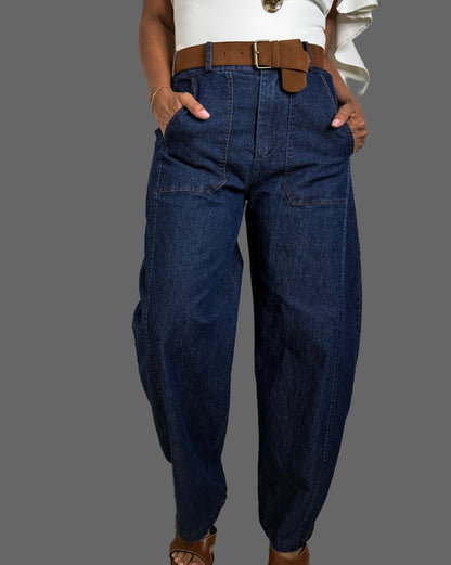 Dark Denim Barrel Jeans