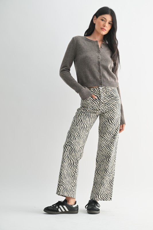 Zebra Vintage Straight Denim Pants