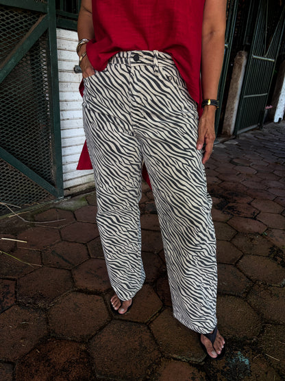 Zebra Vintage Straight Denim Pants