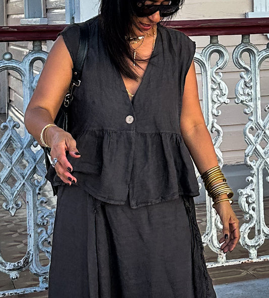 Chocolate Linen Blouse