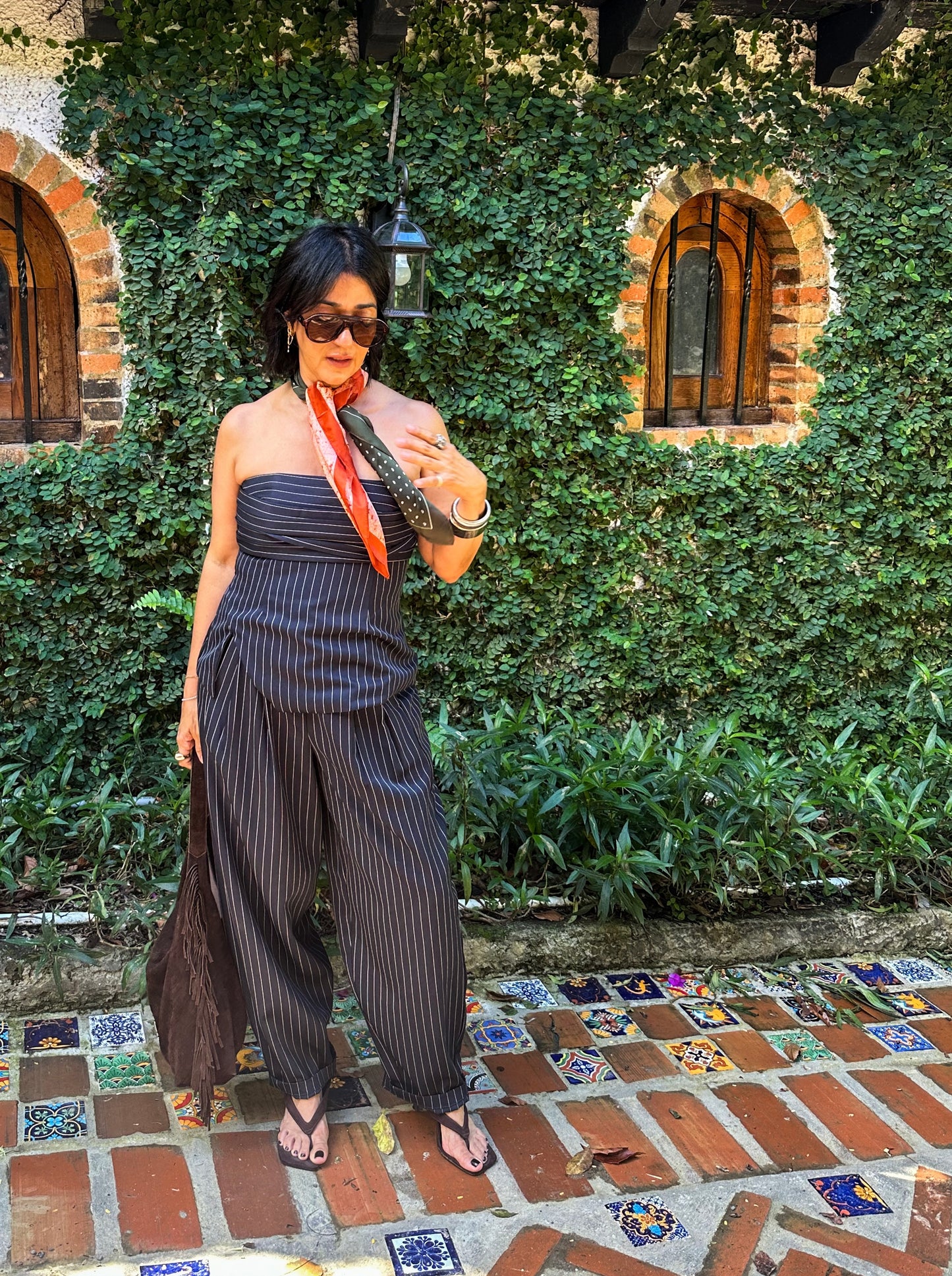 Strapless Top and Trousers Set