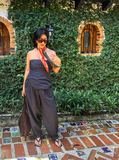 Strapless Top and Trousers Set