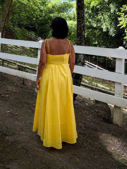 Shoulder Tie Fit & Flare Maxi Deess