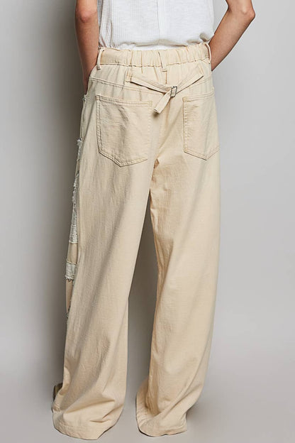 Metal Studs and Patchwork Details Pants