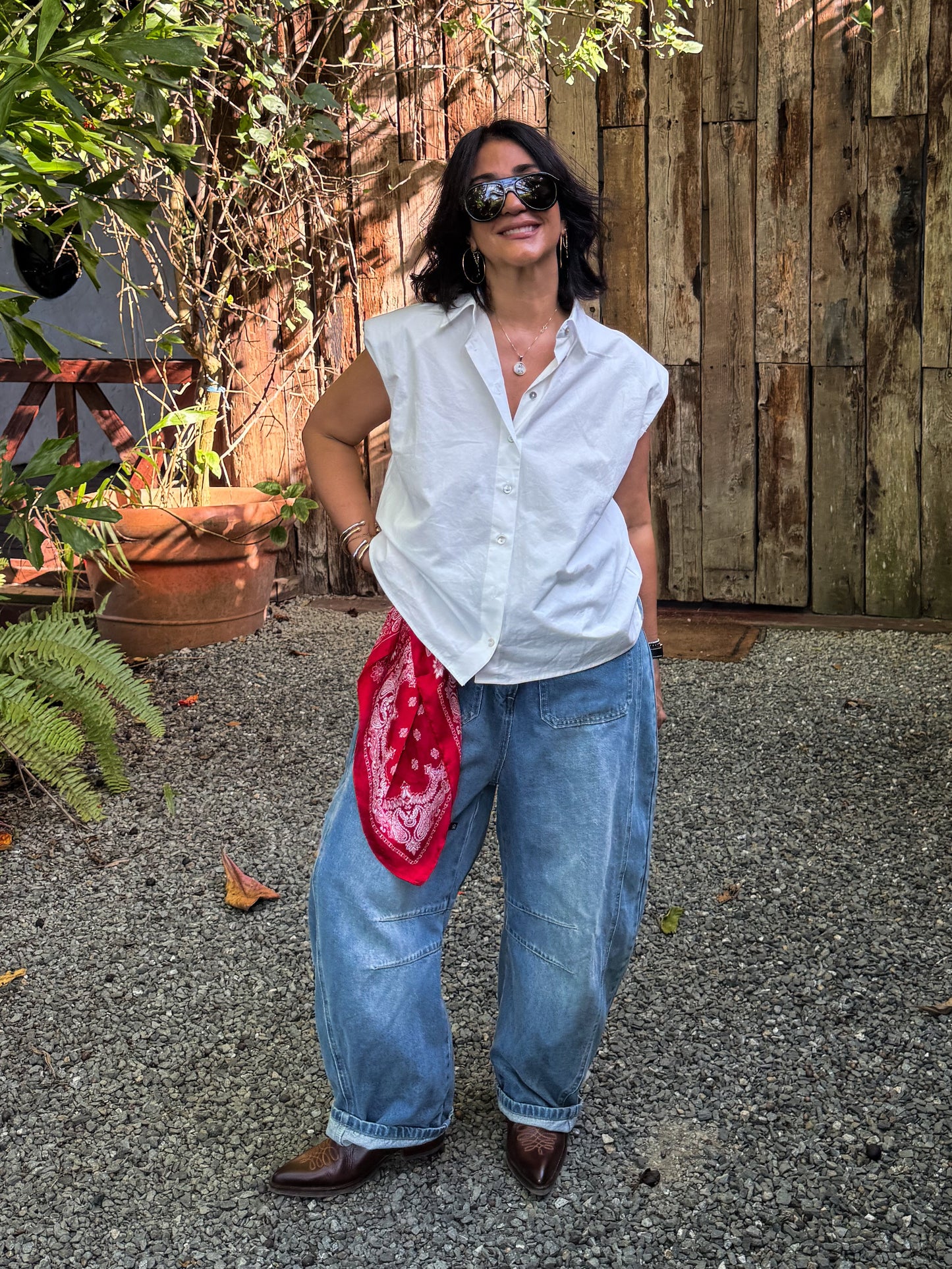 Shoulder Pad Button Down Shirt