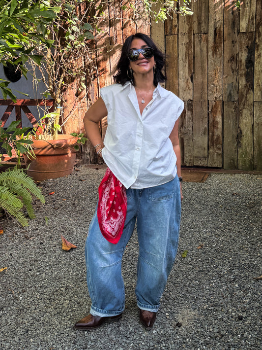 Shoulder Pad Button Down Shirt