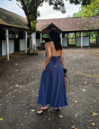 Linen Striped Midi Dress