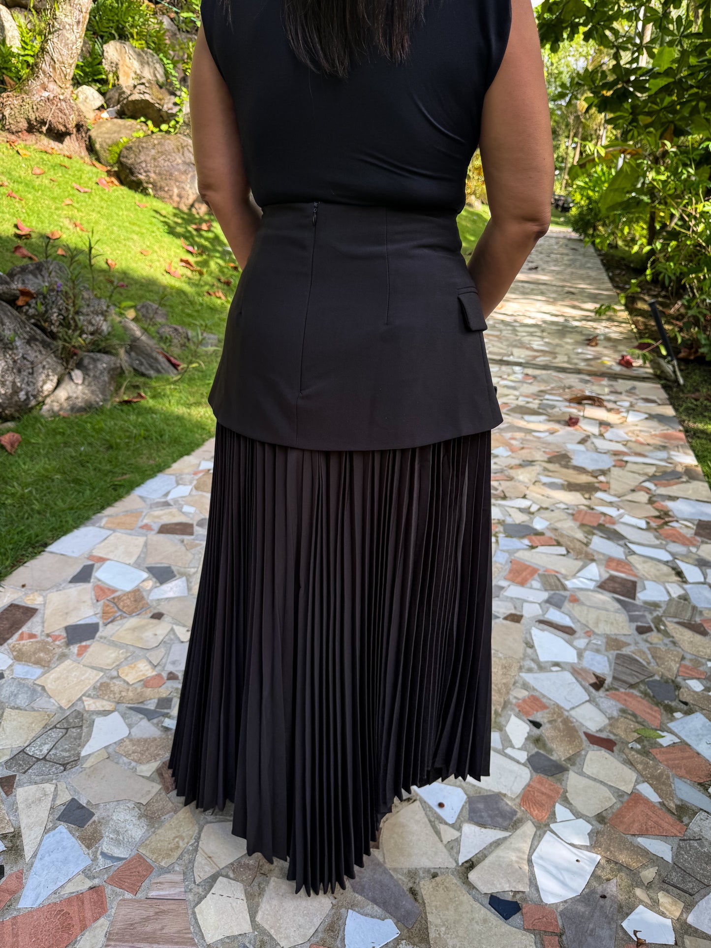 Black Pleated Suit Skirt