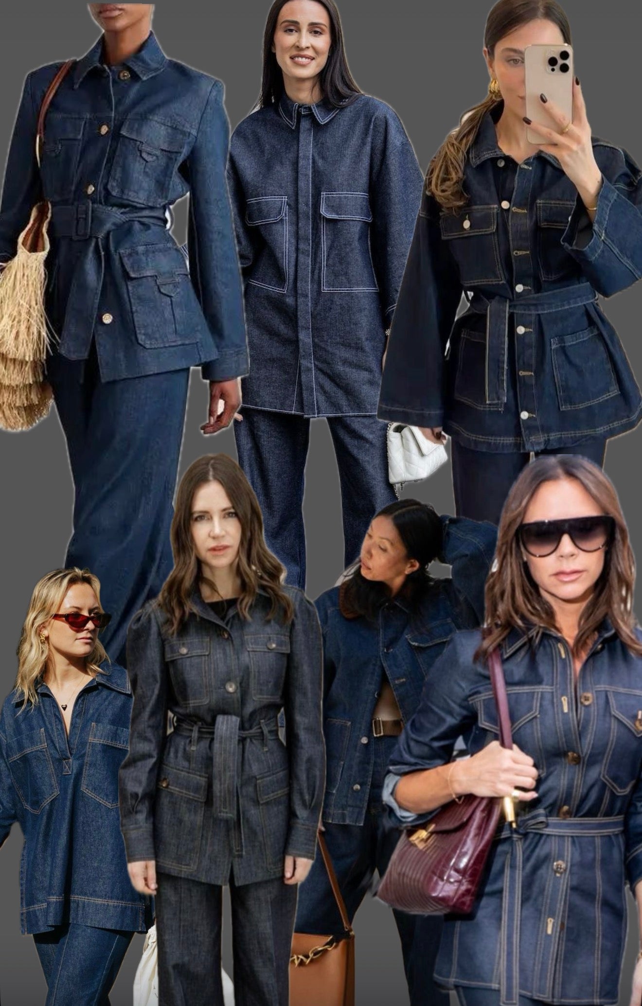 Belted Denim Jacket and Pants Set