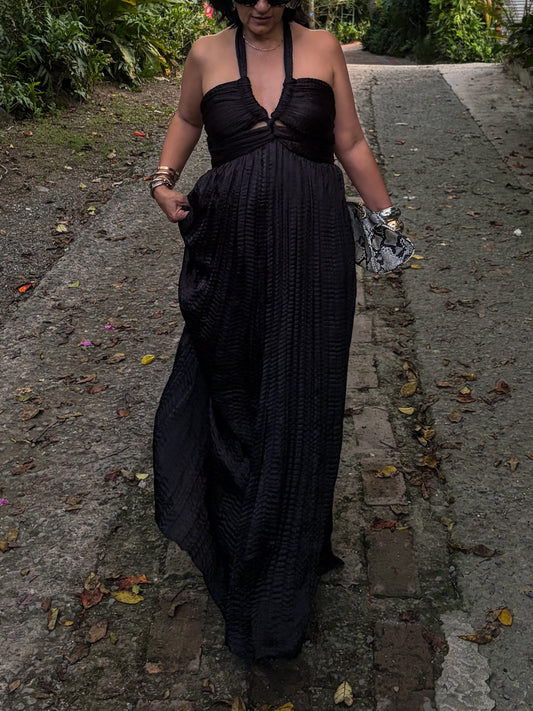 Satin Halter Maxi Dress