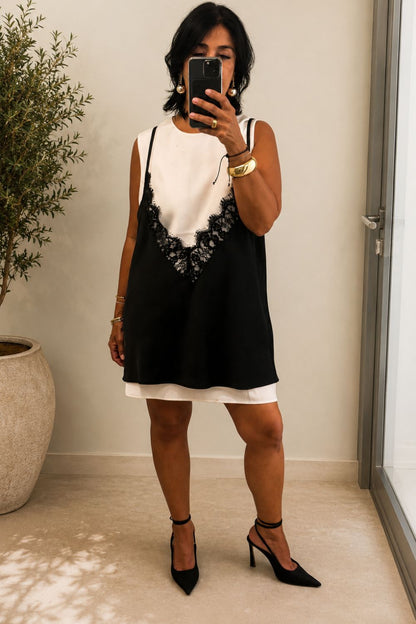 Lace Overlay Mini Dress
