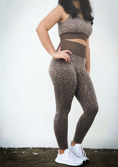 Leopard Crop Top Activewear Set