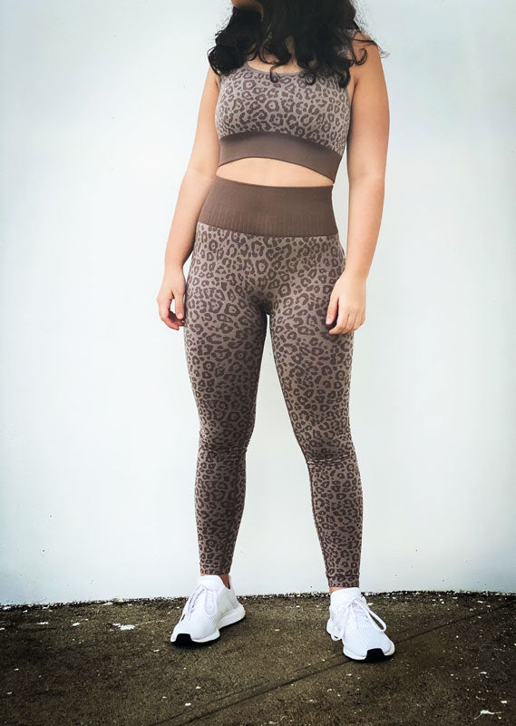 Leopard Crop Top Activewear Set