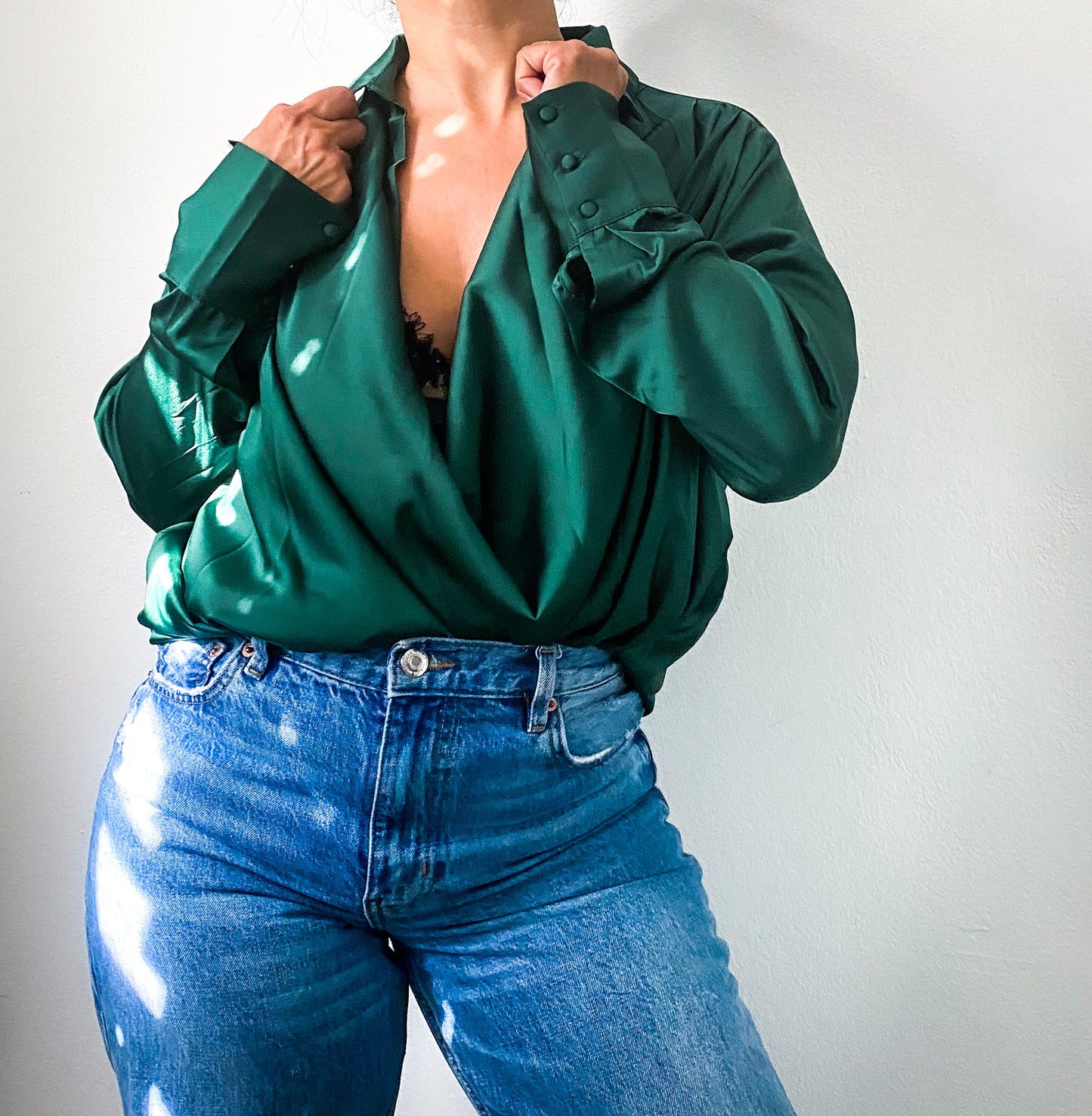 Emerald Satin Top