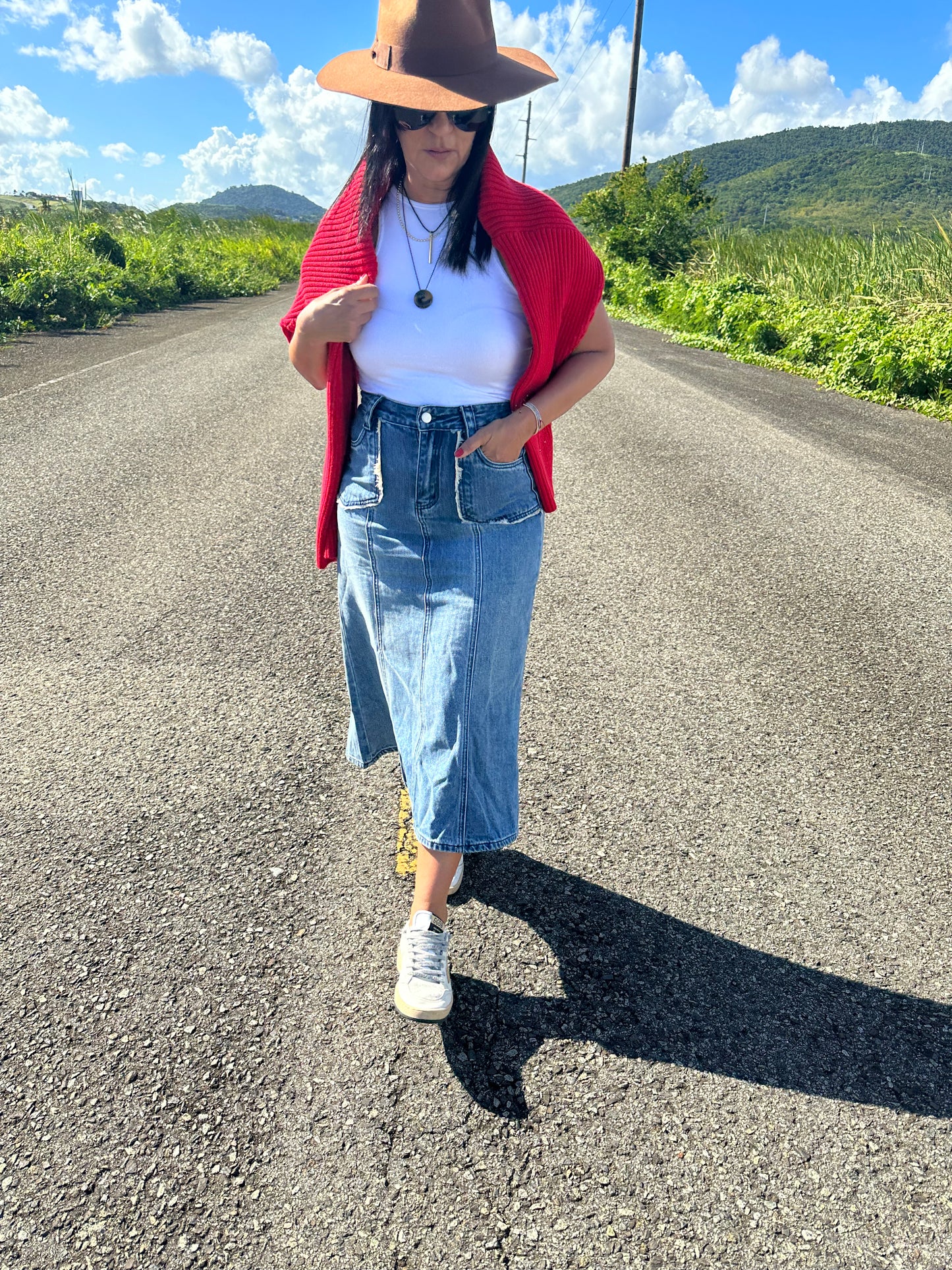 Denim Midi Skirt