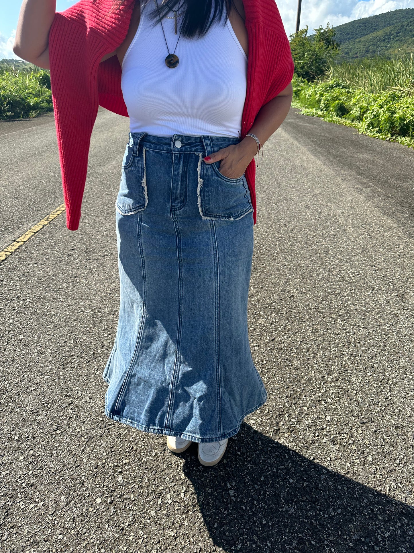 Denim Midi Skirt