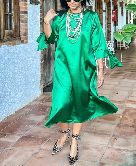 Satin Green Midi Dress