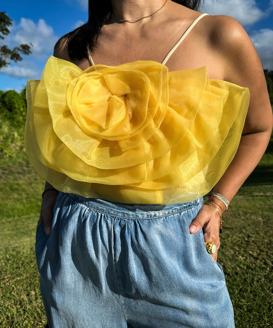 Organza Flower Crop Top