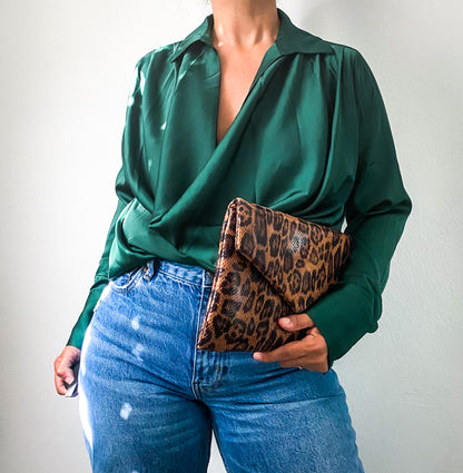 Emerald Satin Top